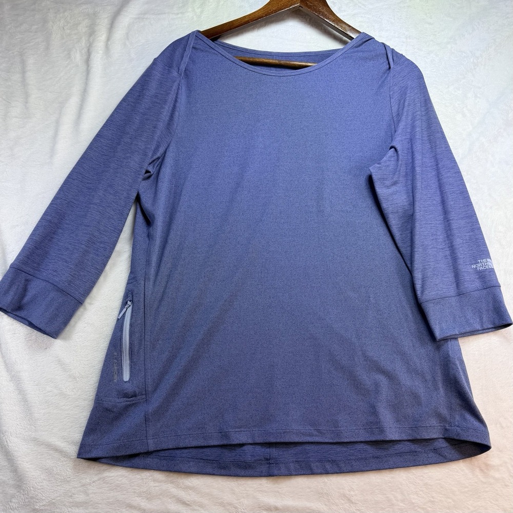 The North Face Sunblocker Top Women's Lg‎ Blue 3/4 Sleeve UPF 30 Running Hiking